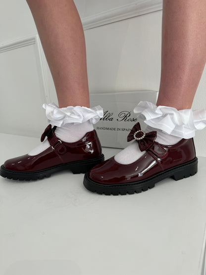Burgundy School Shoe  - Chunky