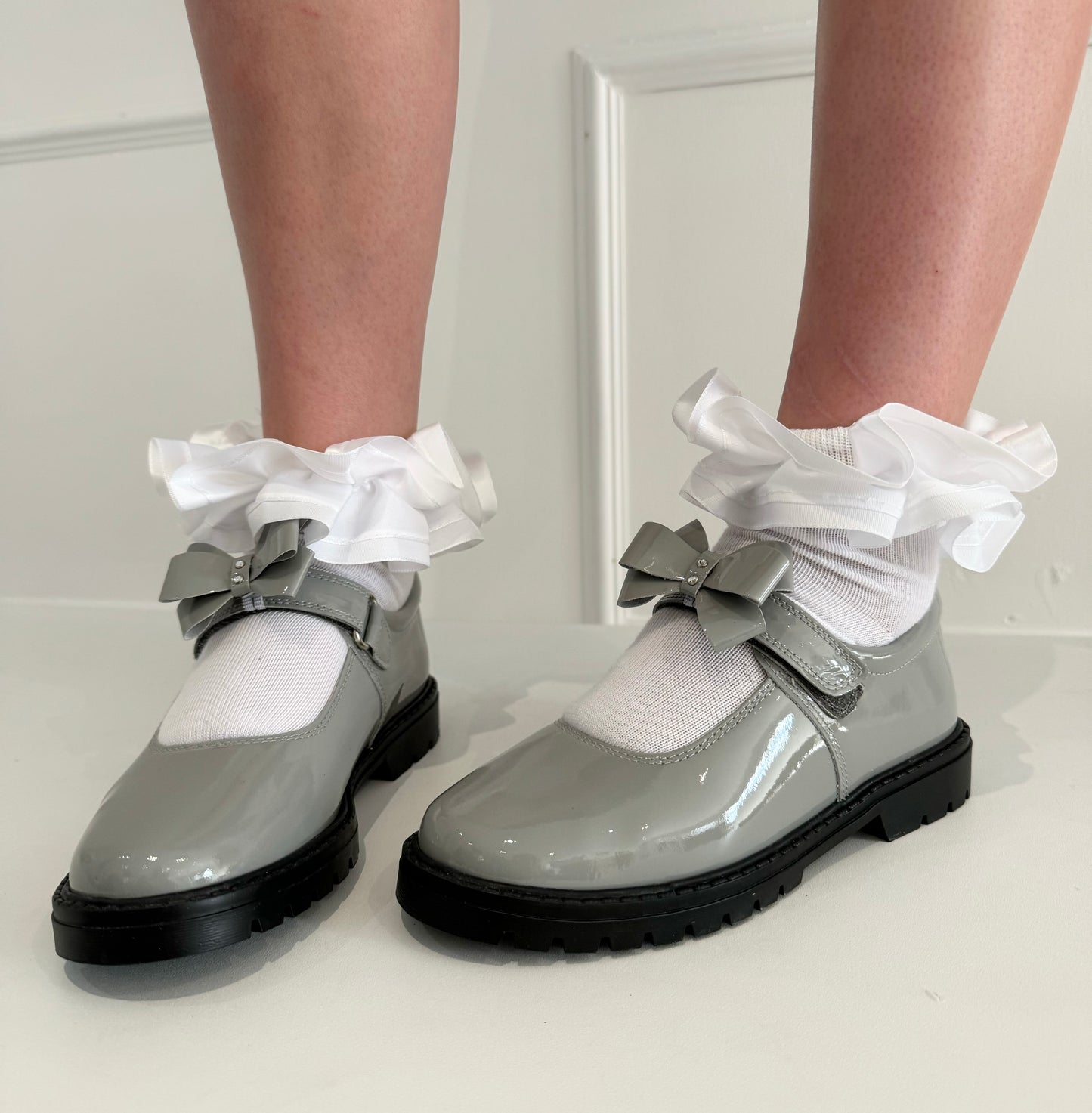 Light Grey School Shoe  - Chunky