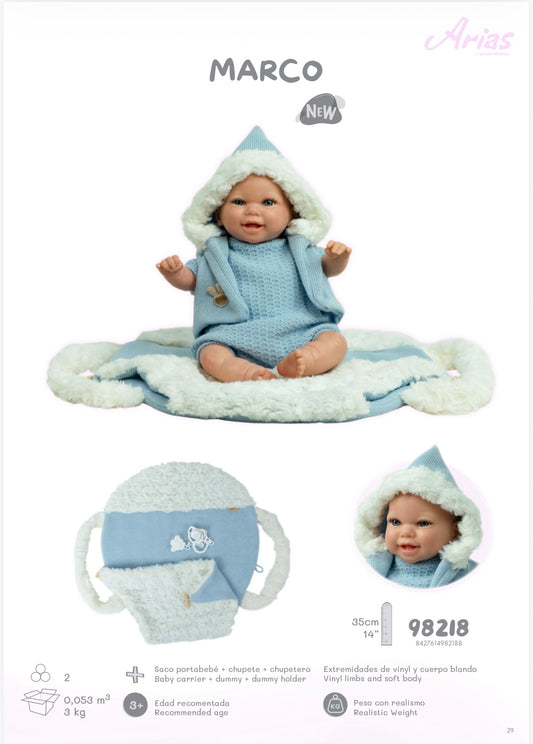 Arias Marco Blue Boy Reborn Doll 35cm