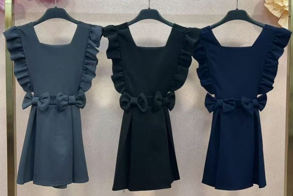 Grey School Bow Pinafore