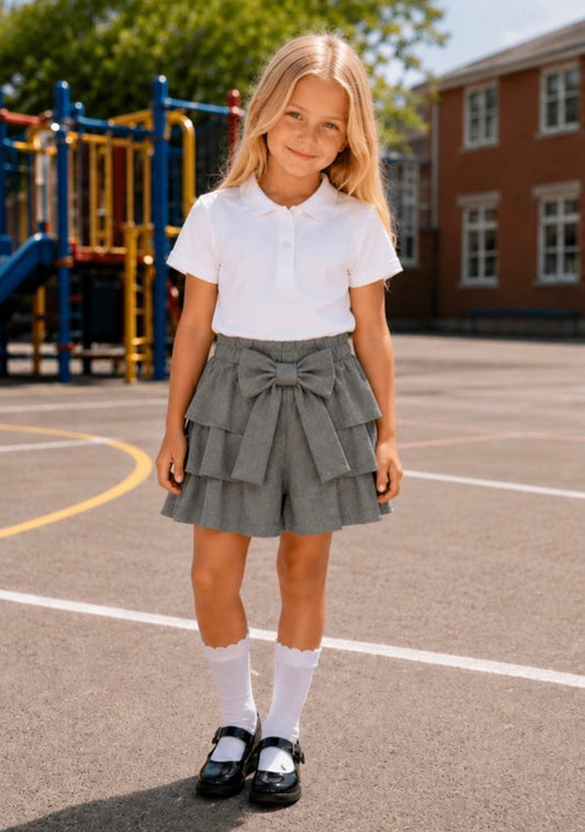 Grey Jersey School Bow Shorts