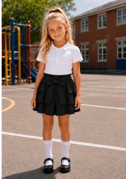 Black Jersey School Bow Shorts