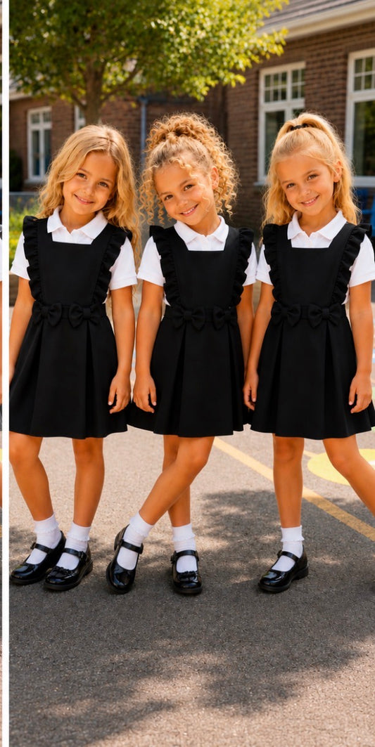 Black School Bow Pinafore