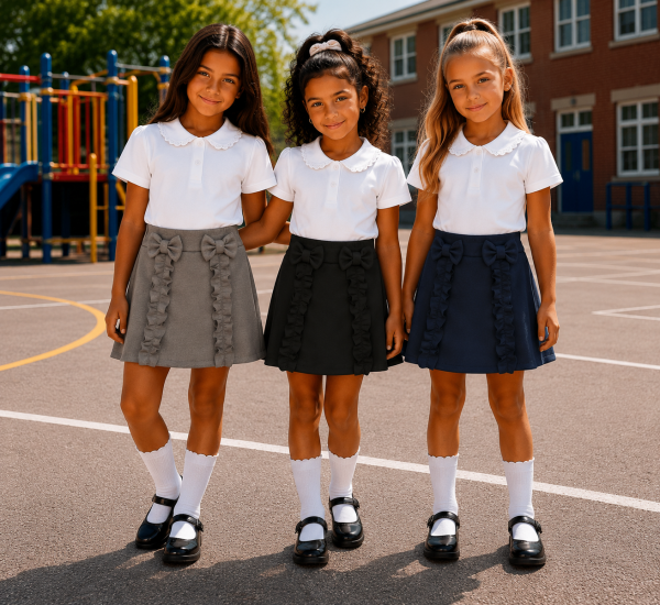Black School Bow Skirt With Shorts