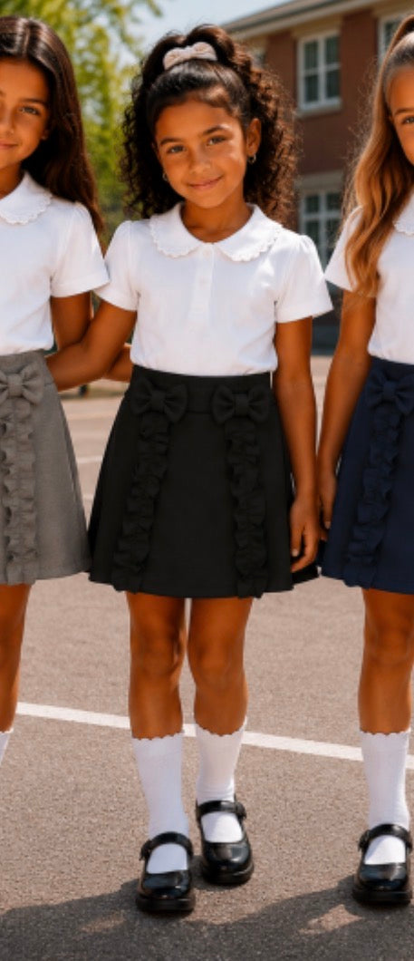 Black School Bow Skirt With Shorts