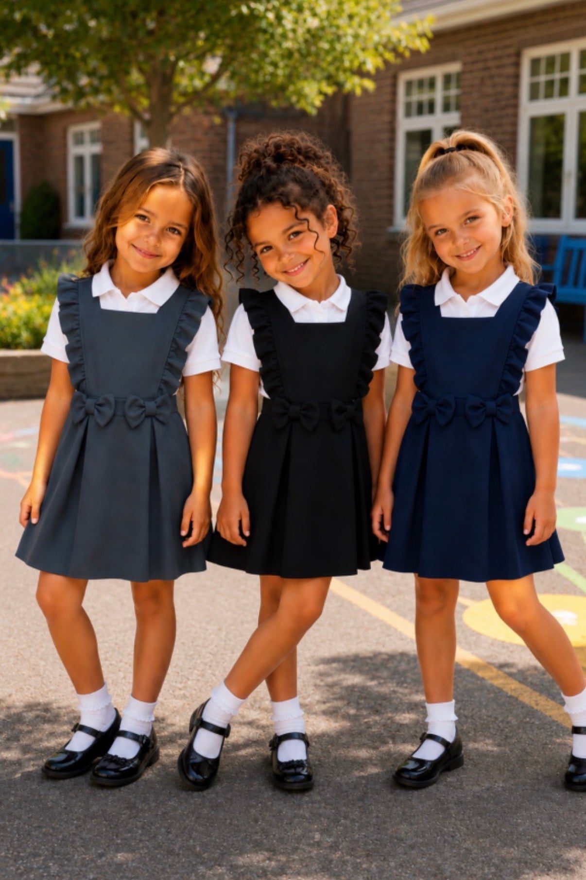 Navy School Bow Pinafore