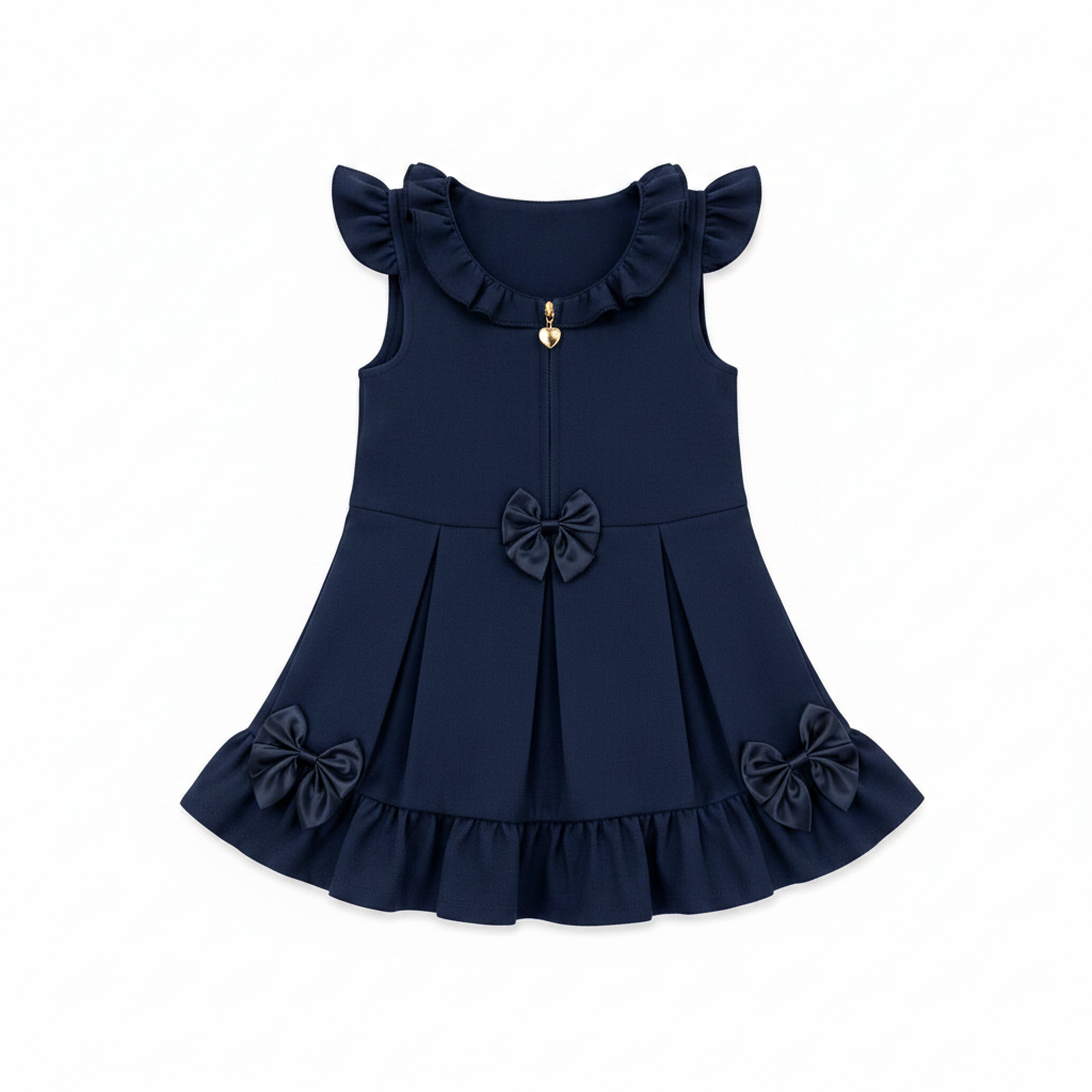 Navy Frill & Bow School Pinafore