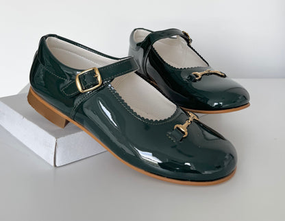 6270-2   Bottle Green Shoe with Horsebit Buckle