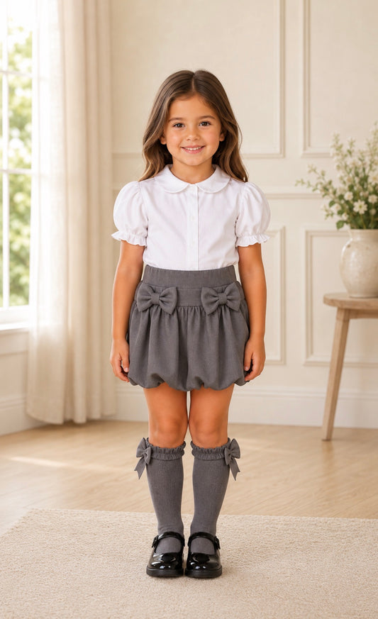 Grey School Puff Ball Skirt