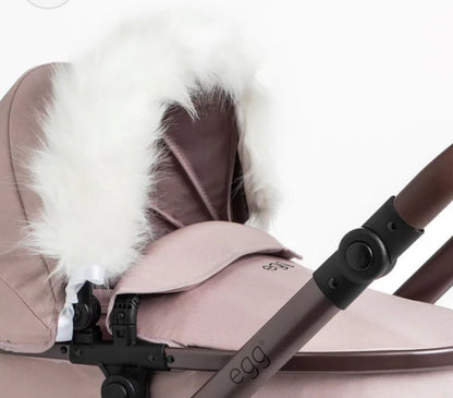 Roma Dolls Pram Hood Fur - White