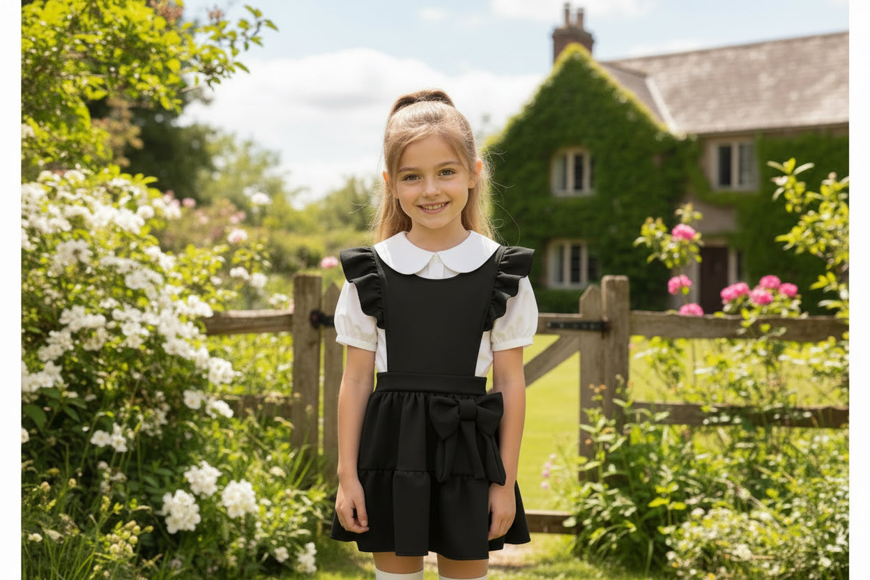 Black School Side Bow Shirt And Dress