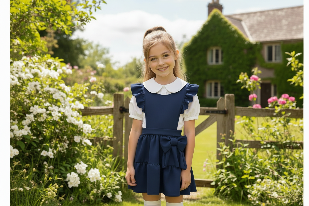 Navy School Side Bow Shirt And Dress