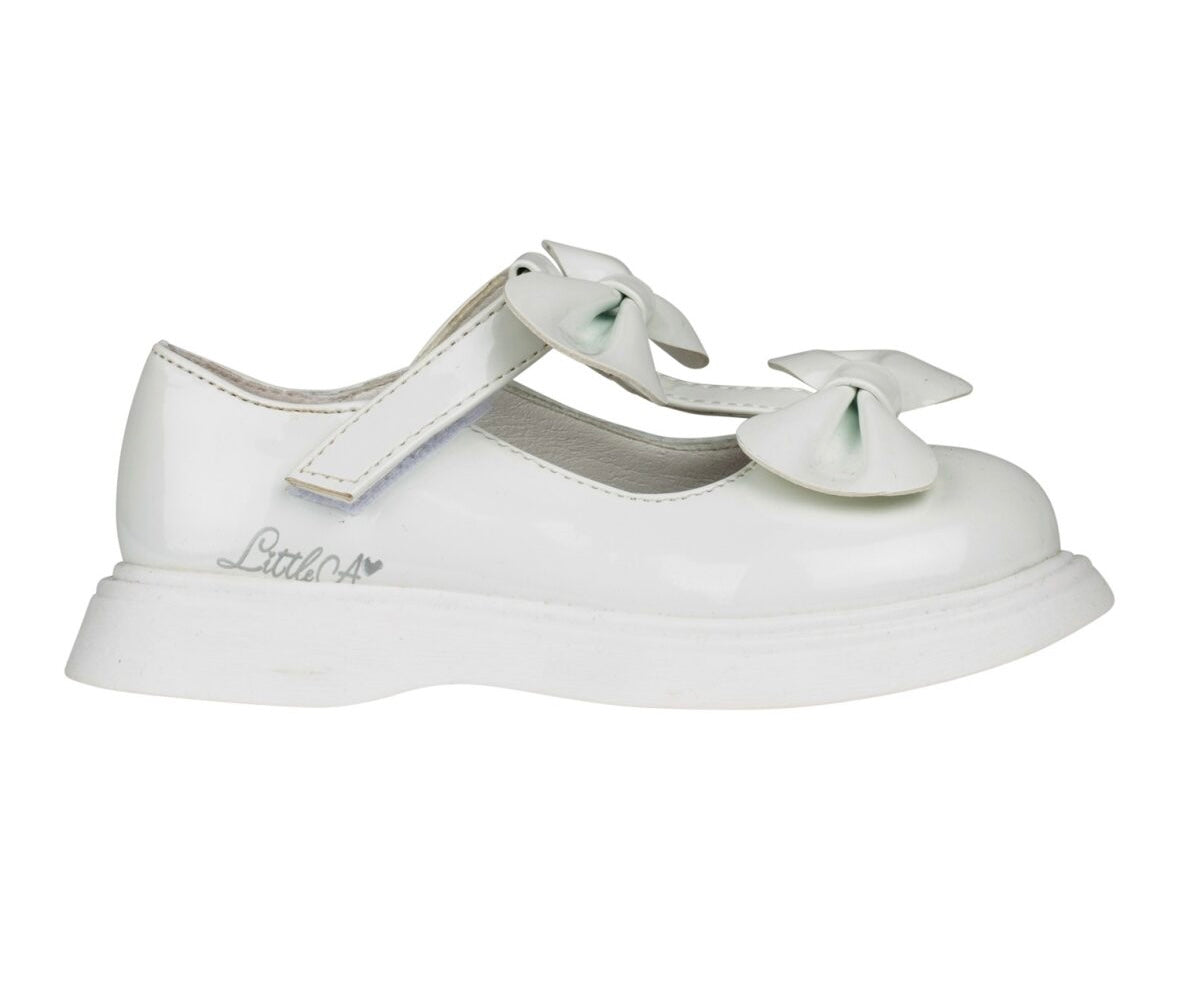 Little A 1001 Bright White Double Bow Shoe