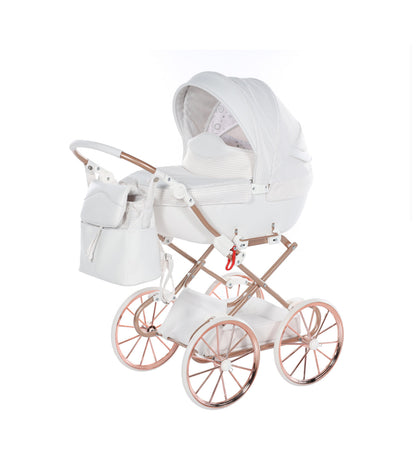 WHITE & ROSE GOLD DOLCE DOLL'S PRAM - Up to 21 days delivery!
