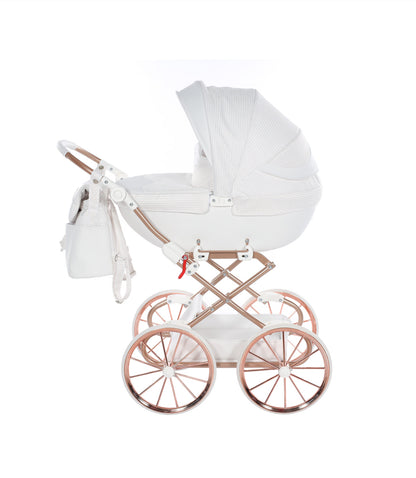 WHITE & ROSE GOLD DOLCE DOLL'S PRAM - Up to 21 days delivery!