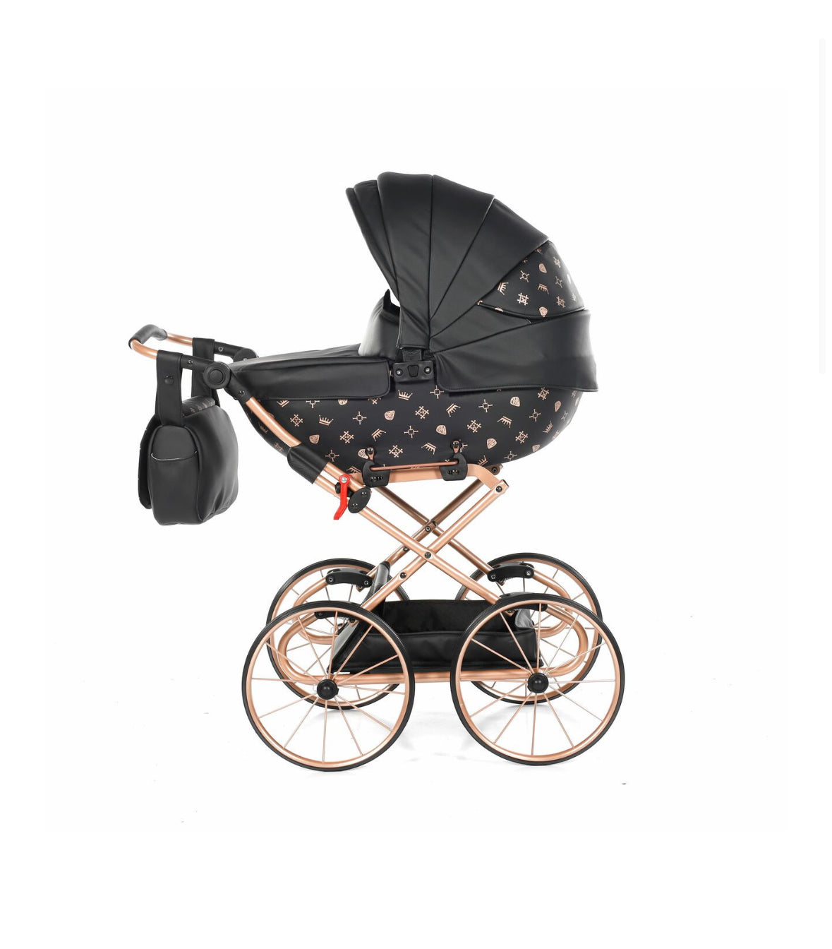 IMPERIAL CLASSIC BLACK & ROSE GOLD DOLL'S PRAM (1-2 days delivery)