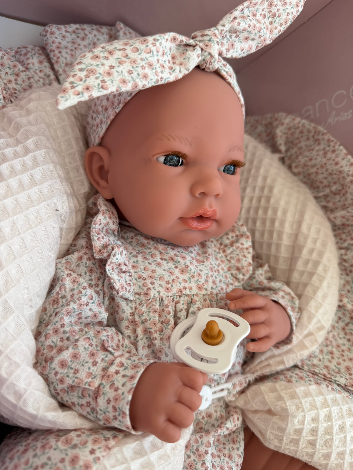 Arias Pink Doll with Blanket, Sleepy Eyes and Magnetic Crying Dummy 40cm