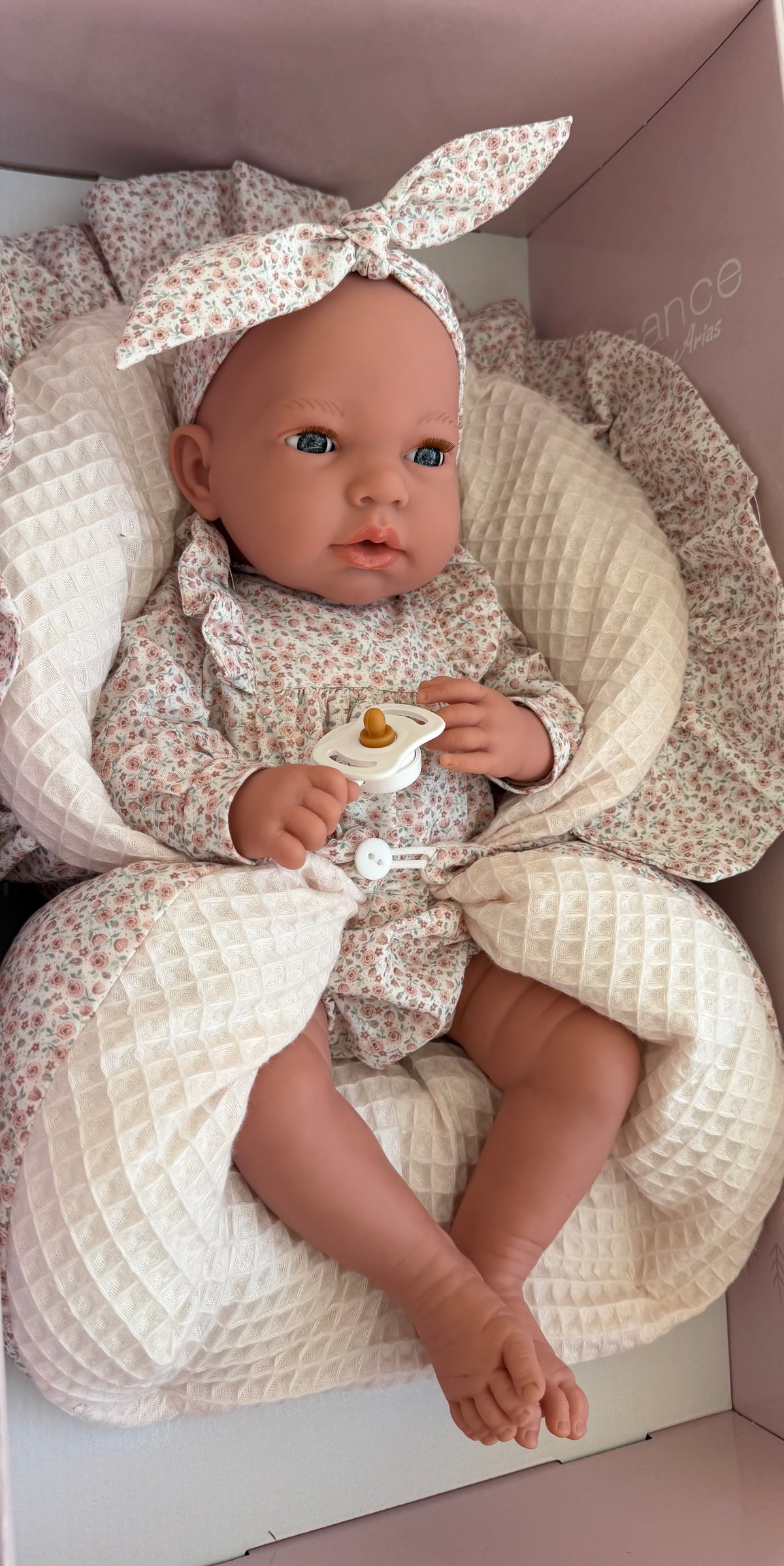 Arias Pink Doll with Blanket, Sleepy Eyes and Magnetic Crying Dummy 40cm