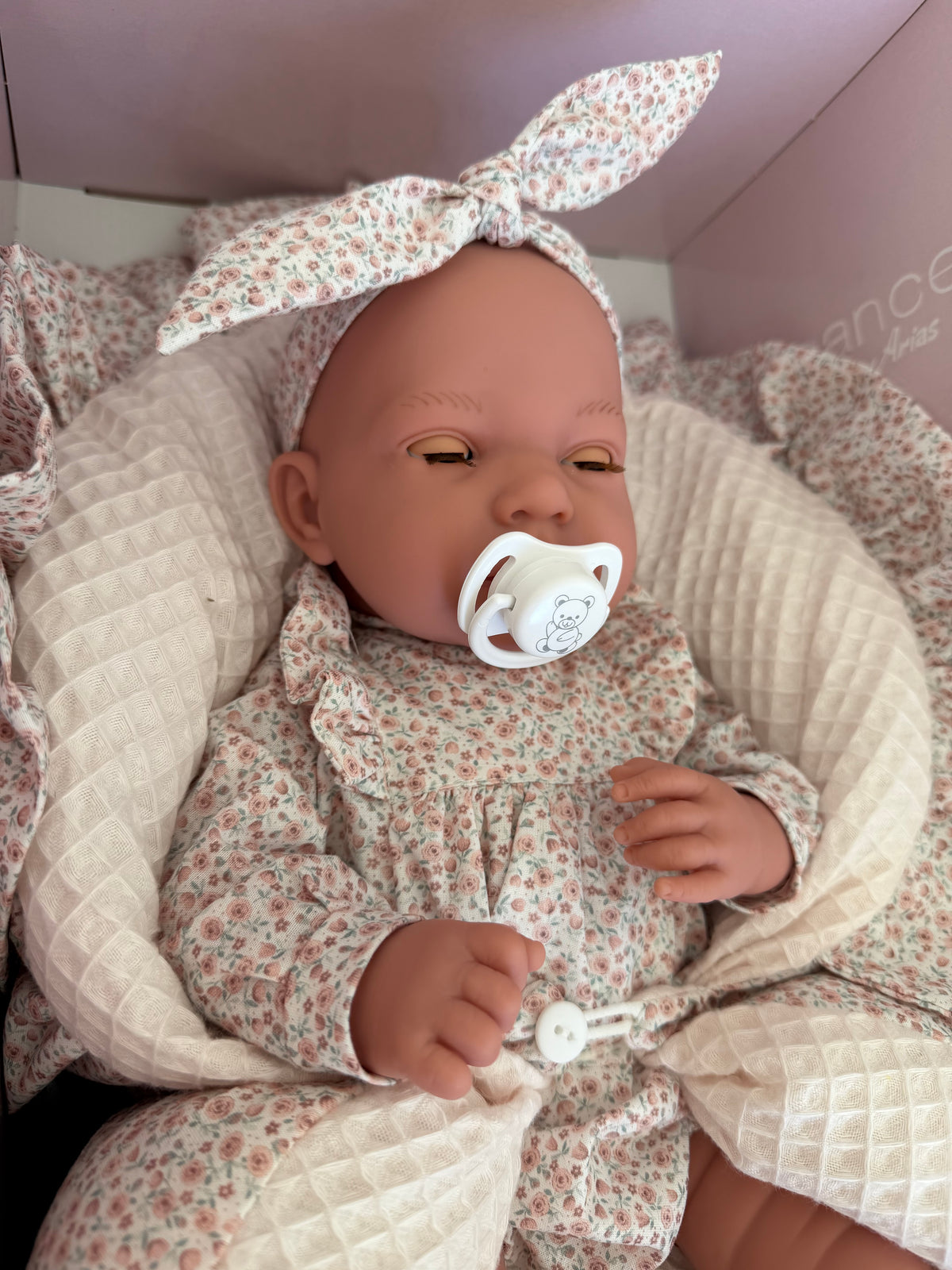 Arias Pink Doll with Blanket, Sleepy Eyes and Magnetic Crying Dummy 40cm