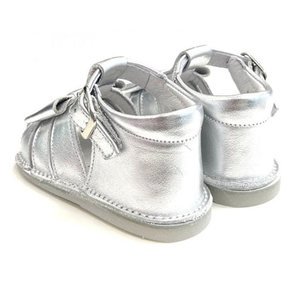 211077 Baby Girls Closed in Sandal with Bow Silver