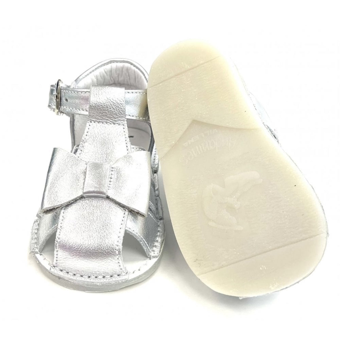 211077 Baby Girls Closed in Sandal with Bow Silver