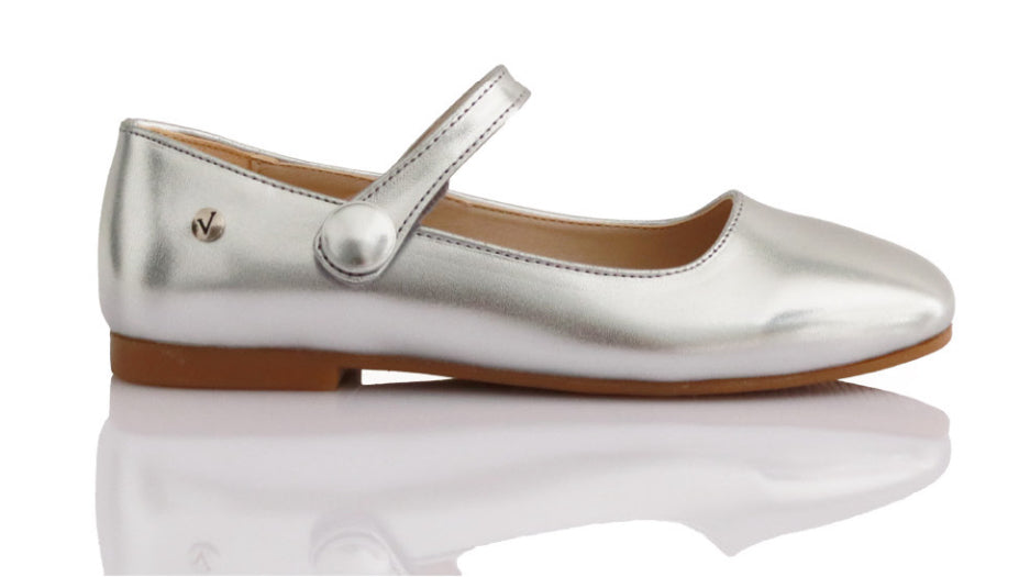 Silver Patent Button Mary Jane Shoe