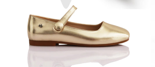 Gold Patent Button Mary Jane Shoe