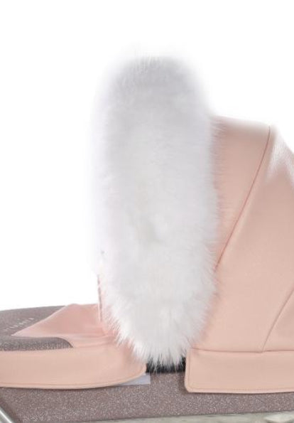 DOLL PRAM WHITE LUXURY FAUX FUR COLLAR - Up to 21 days delivery!