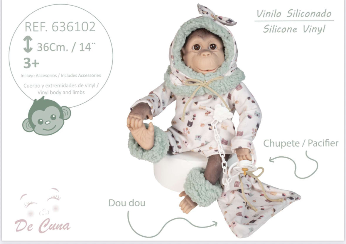 636102 Green Reborn Silicone Feel Monkey