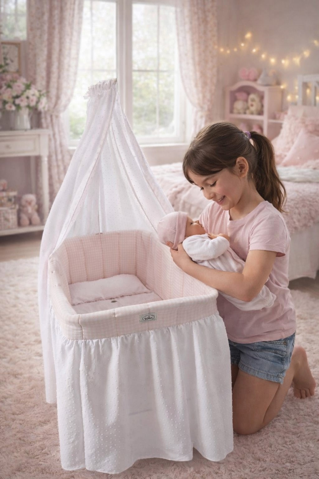 2500 Pink Doll Bassinet Cot Crib
