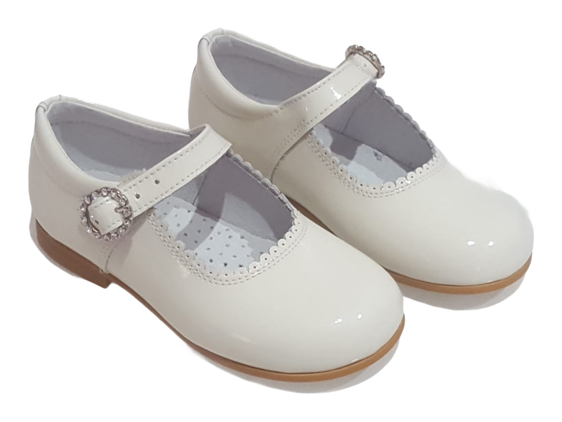 6270-1 Cream Shoe with Diamante Buckle - Fallons Toys&Shoes - Fallon's Footwear