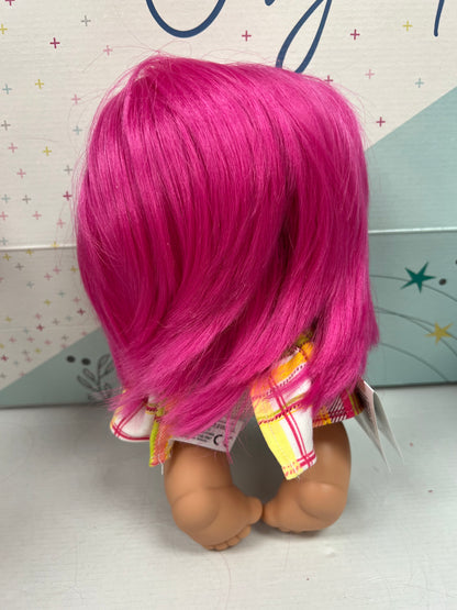 Pepote Fantasy Doll - Pink Hair/Yellow Check Dress