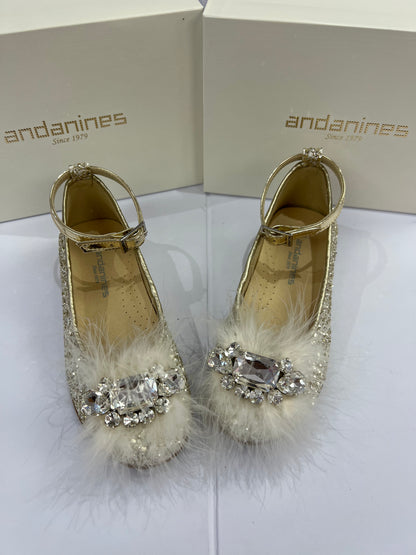 181415 Andanines Gold Feather Jewel Shoe