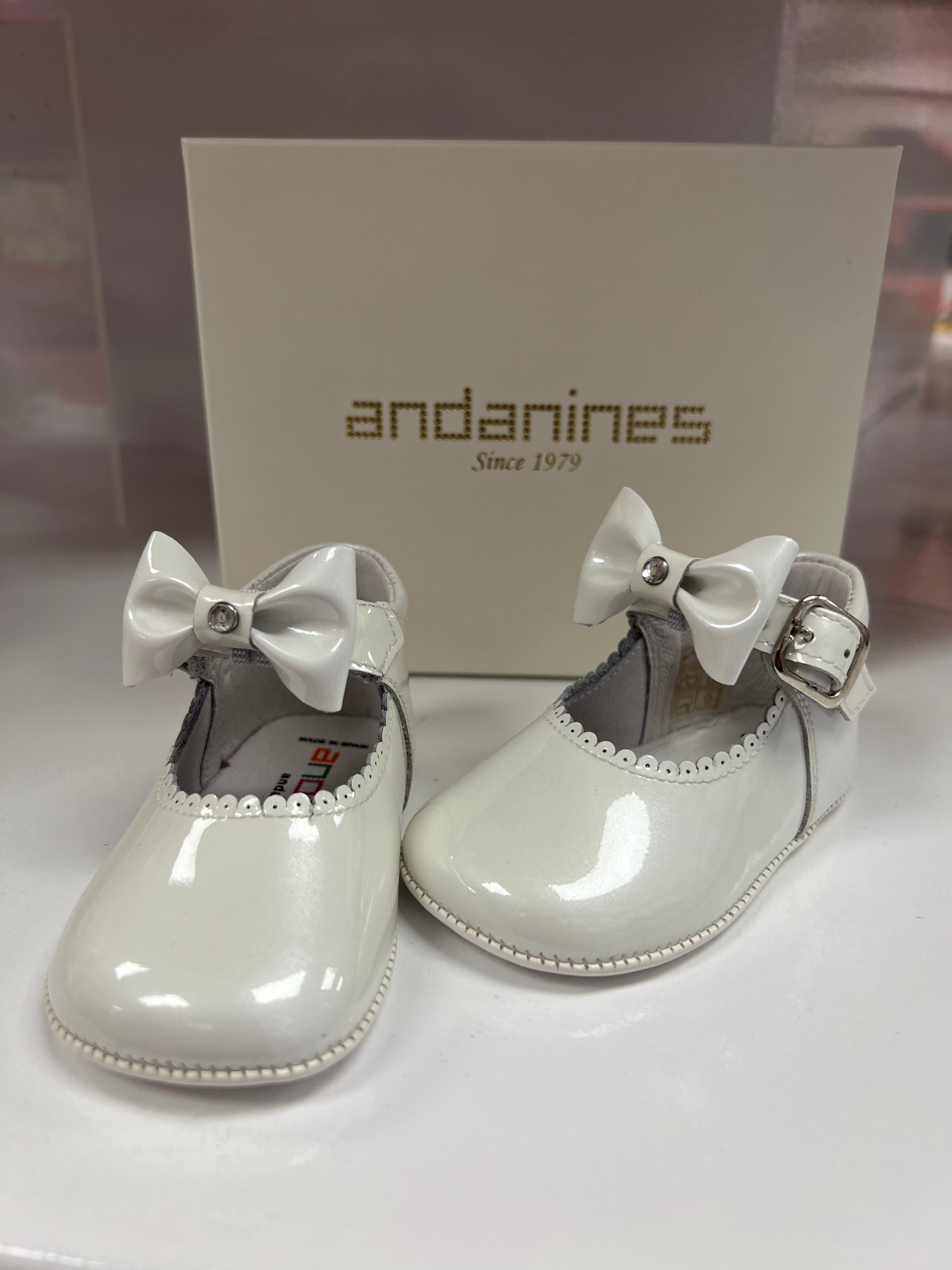 ANDANINES high-shine bow ballerina shoes - Black