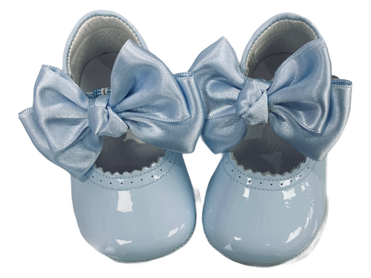 712 Baby Blue Bow Soft Baby Shoe - Fallons Toys&Shoes - Fallon's Footwear