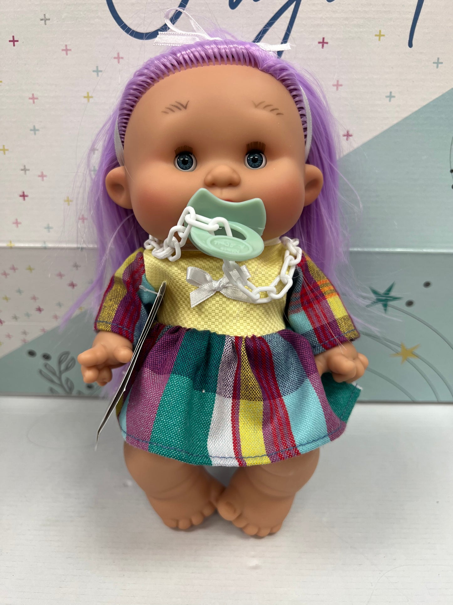 Pepote Fantasy Doll - Purple Hair/Check Dress