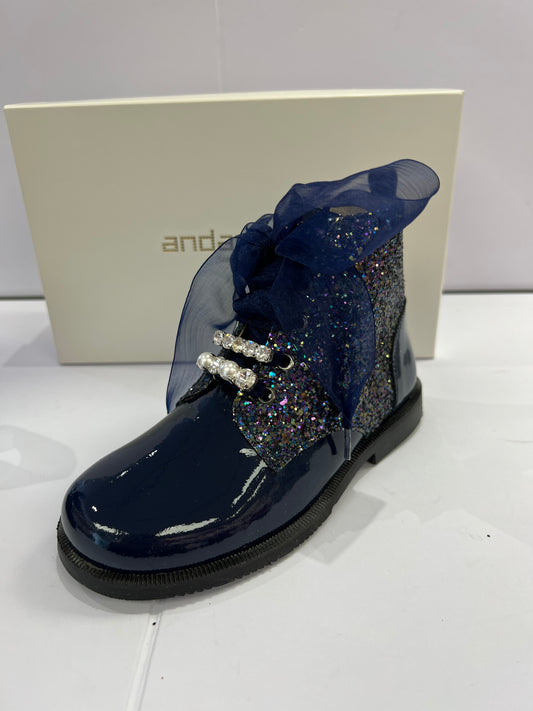 202966 Navy Pearl and Diamond Boot Andanines