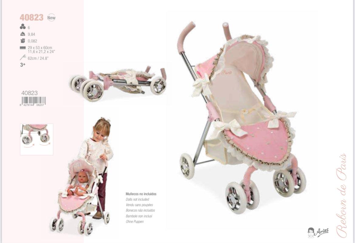 40823 Arias Pink Frill Small Stroller (under3) - Fallons Kids