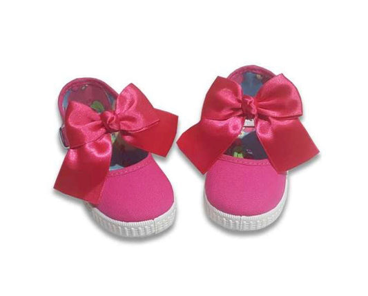 62 Fushia Canvas With Bow - Fallons Toys&Shoes - Javer