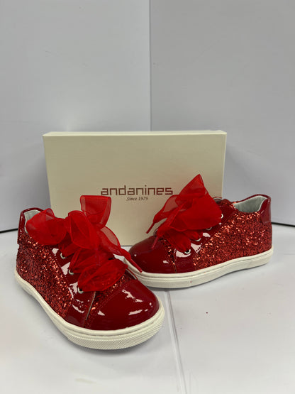 222295 Andanines Red Glitter Trainers
