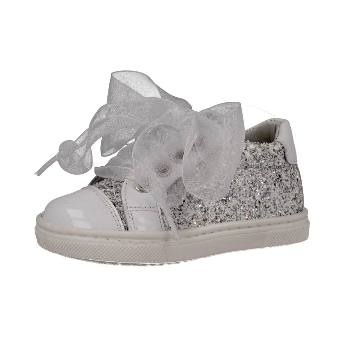 222295 Andanines White Glitter Trainers