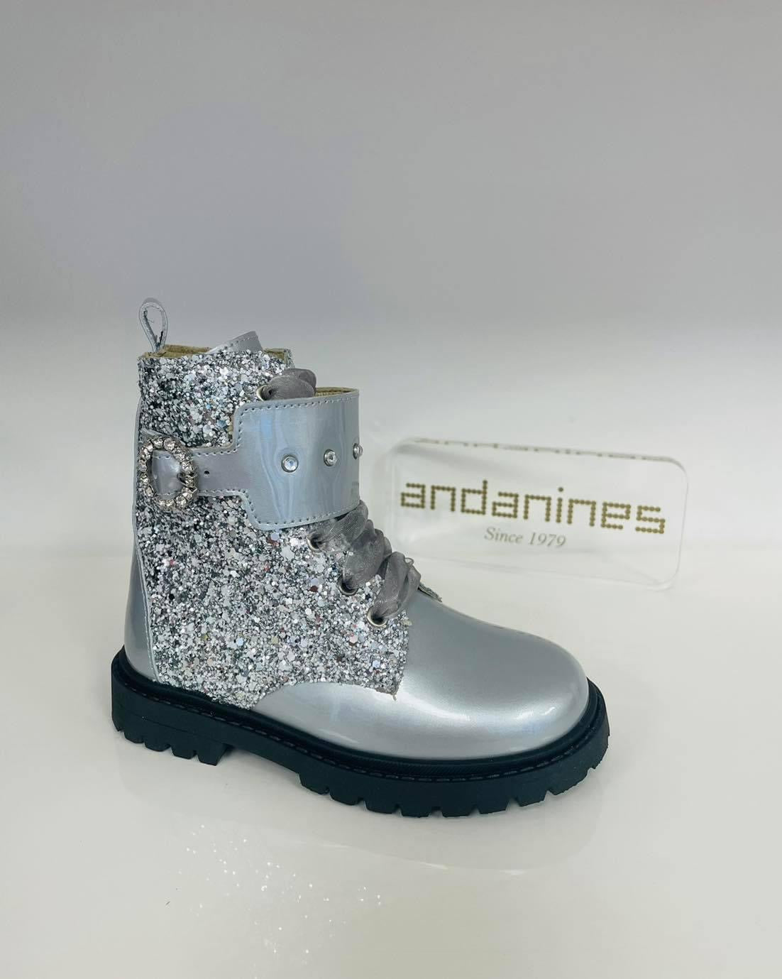 222700 Silver Glitter Andanines Boot Fallons Kids