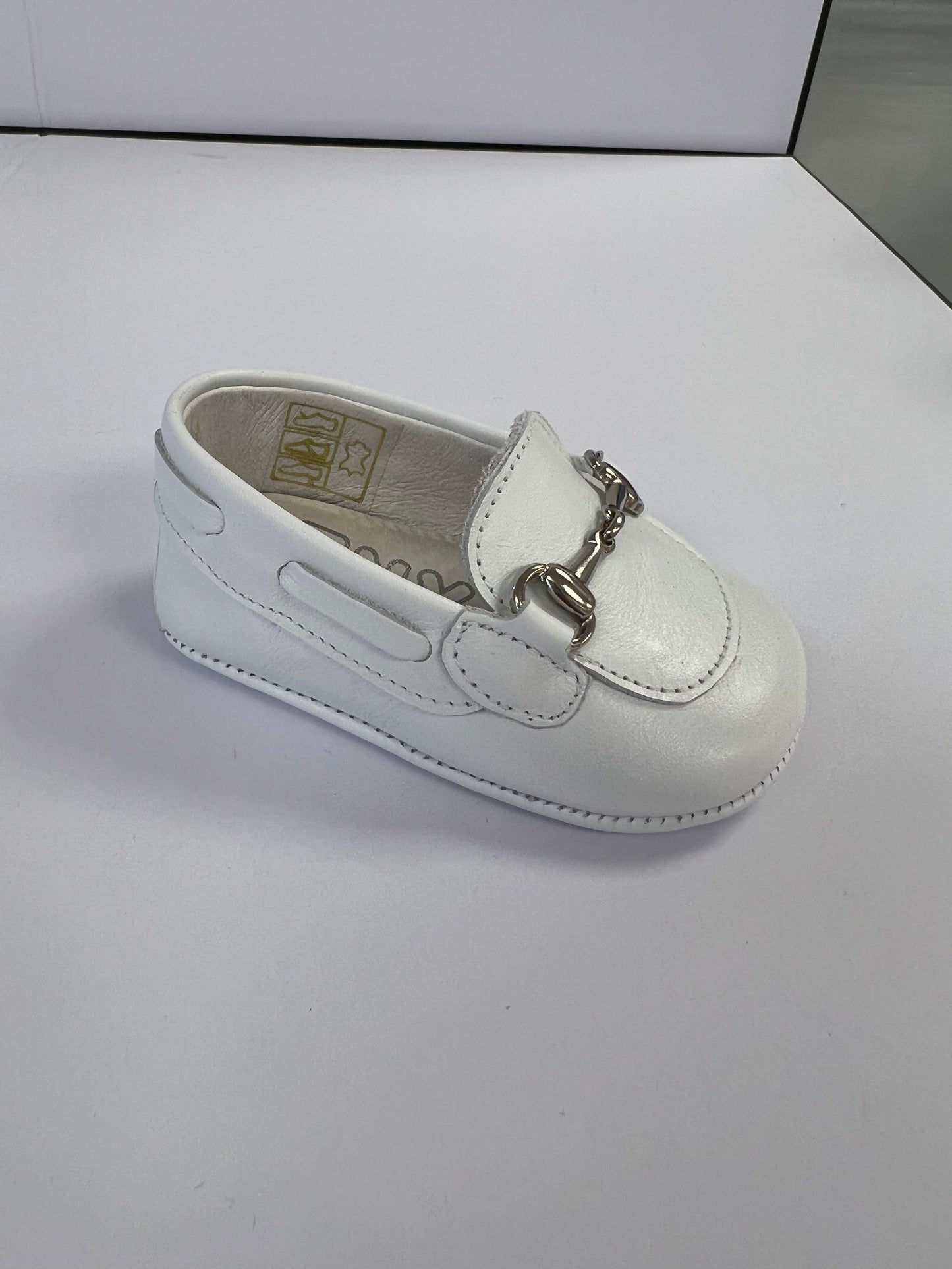 17039 White Snaffle Bit Loafers - Fallons Kids