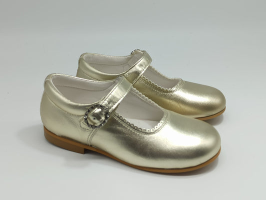6270-1 Champagne Gold Shoe with Diamante Buckle
