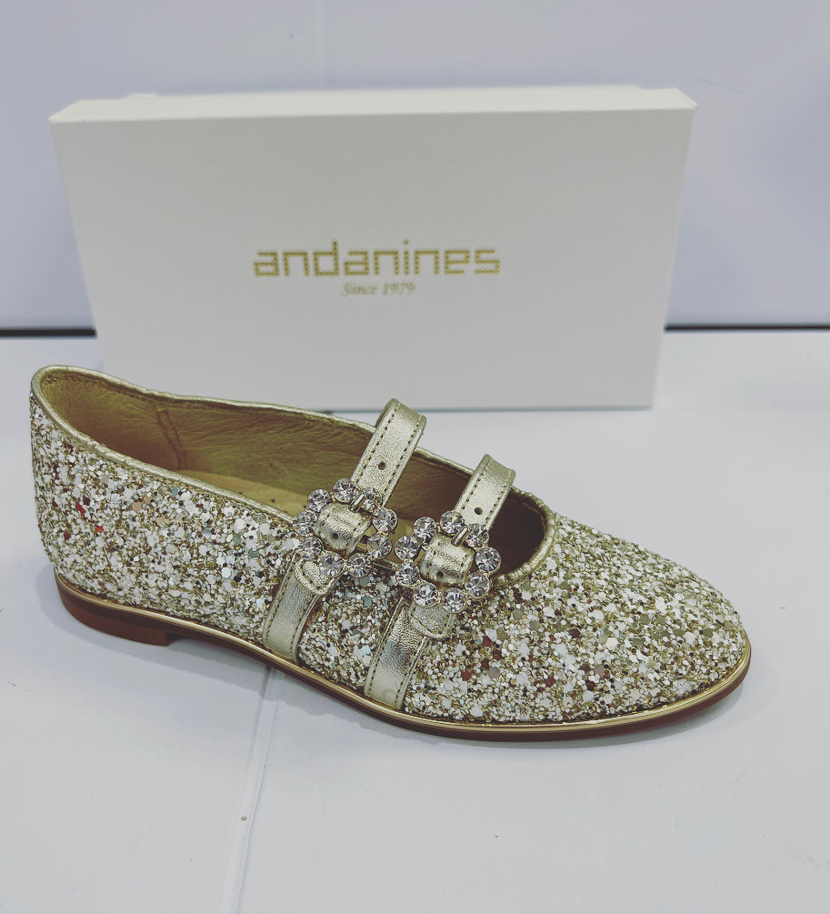 202990 Gold Glitter Diamond Buckle by Andanines