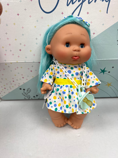 Pepote Fantasy Doll - Blue Hair/ Yellow Spotty Dress