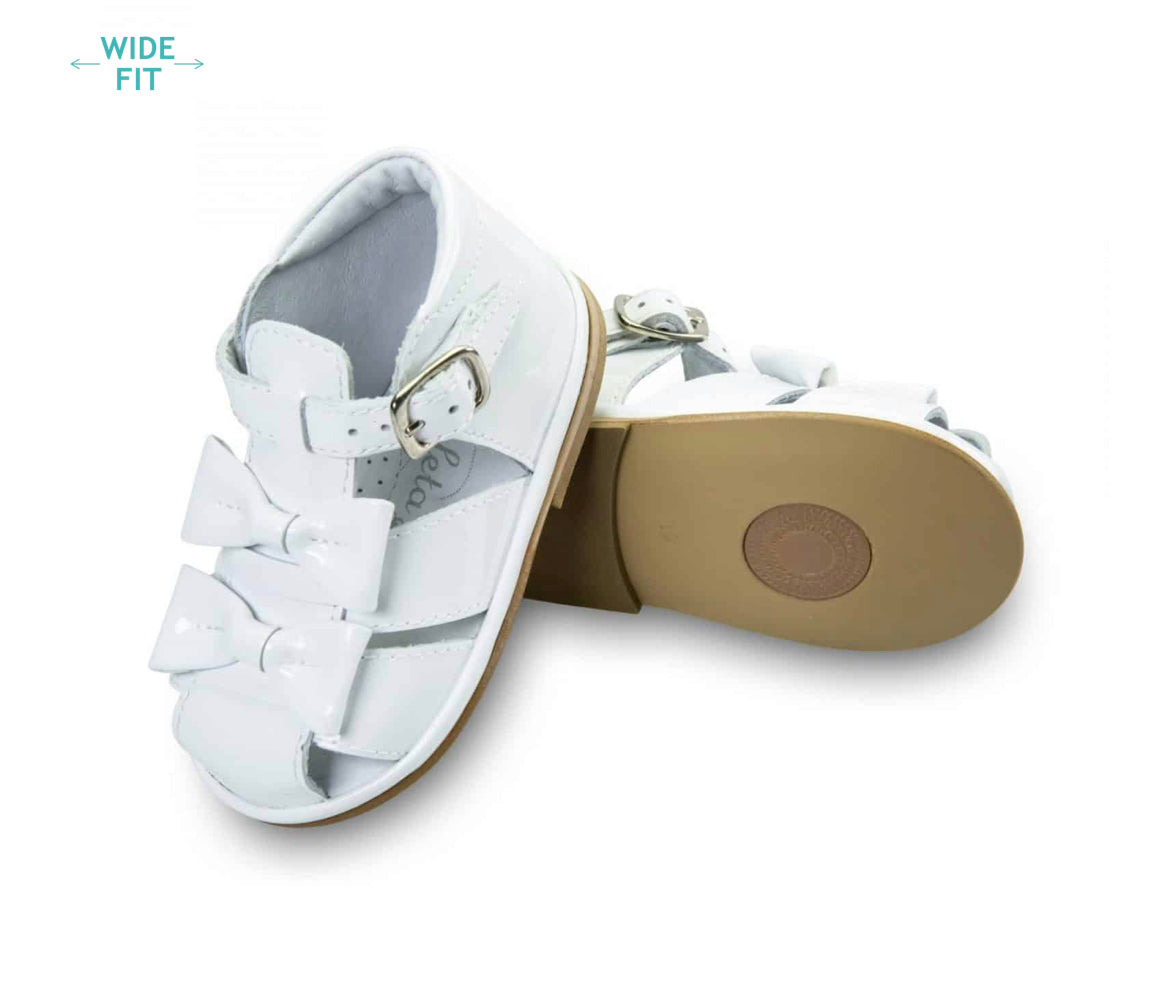 3201 Dina White Patent Sandal - WIDE FIT