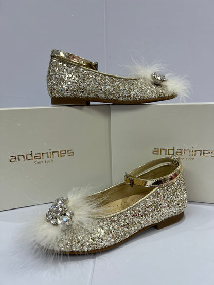 181415 Andanines Gold Feather Jewel Shoe