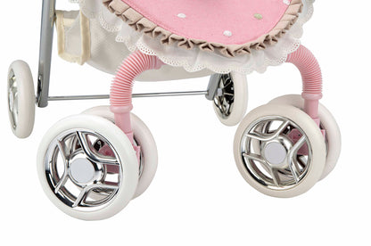 40822 Arias Pink Frill Twin Pram (age 4 to 9 roughly)