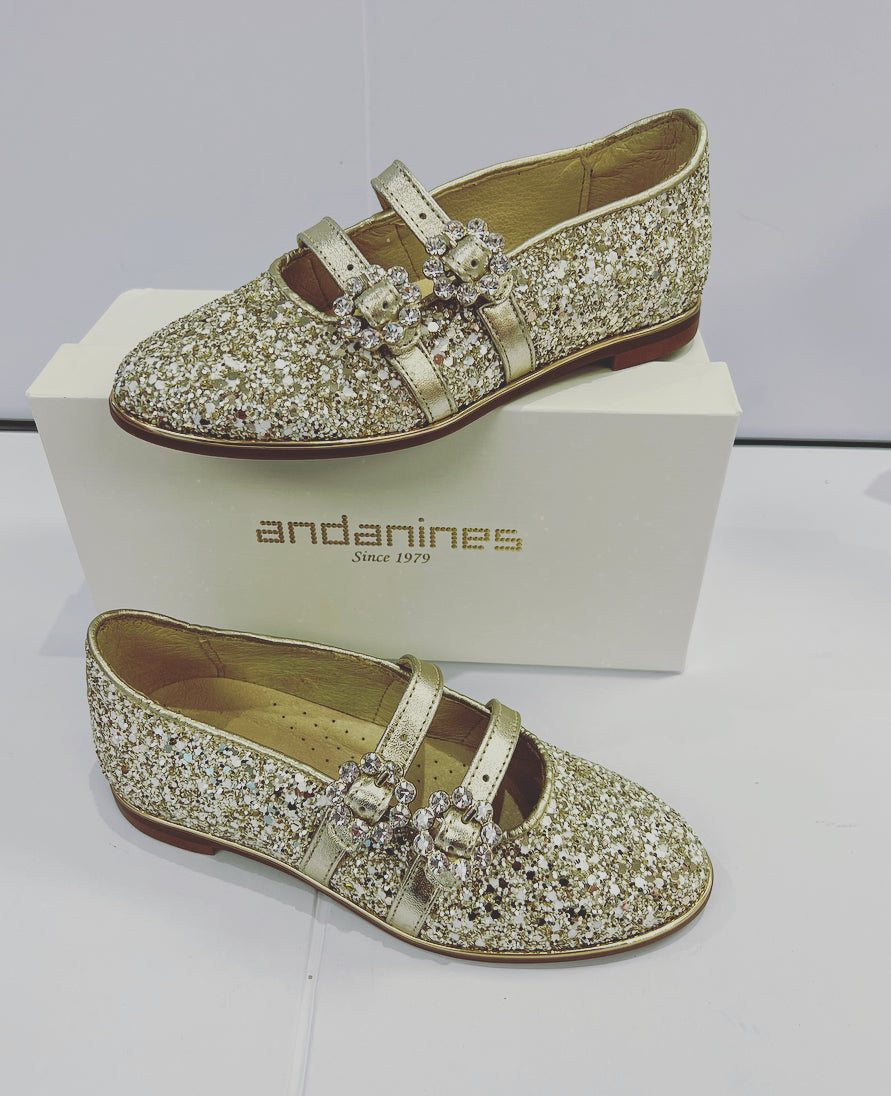 202990 Gold Glitter Diamond Buckle by Andanines